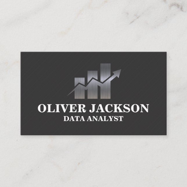 Carte De Visite Graphique à barres de graphique métallique | Place (Devant)