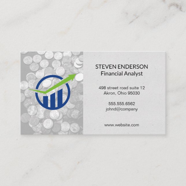 Carte De Visite Graphique à barres Financial | Pièces (Devant)