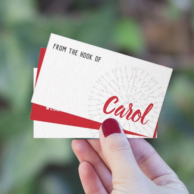 Carte De Visite Graphique Crochet rouge écarlate (Créateur téléchargé)