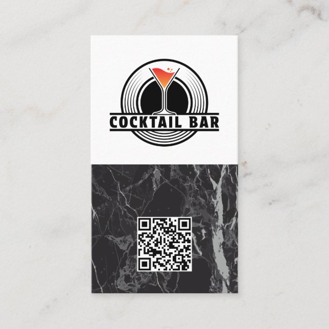 Carte De Visite Graphique de logo de bar à cocktails | Code QR (Devant)