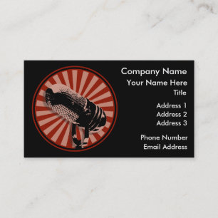 Carte De Visite Graphique de microphone rétro en rouge