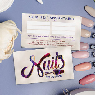 Carte De Visite Graphique du logo des ongles - Parties scintillant