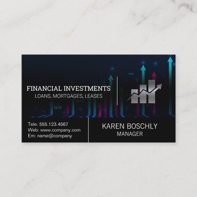 Carte De Visite Graphique du marché stock | Logo Finance (Devant)