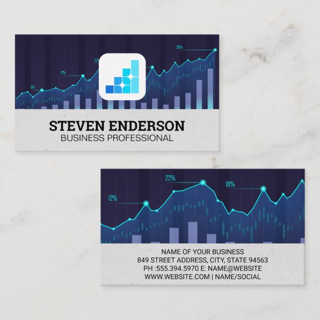 Carte De Visite Graphique financier | Graphique | Données (Devant / Derrière)