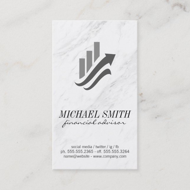 Carte De Visite Graphique financier | Marbre | Actions (Devant)