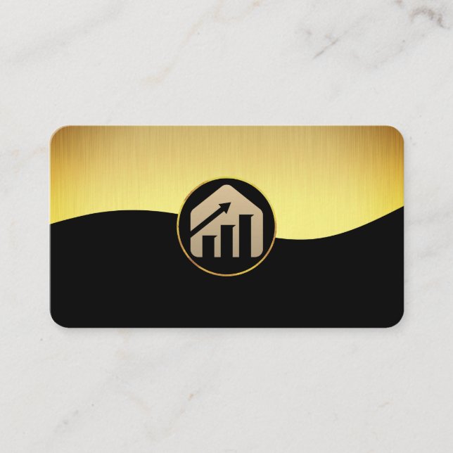 Carte De Visite Graphique financier | Or Noir Deux Tons (Devant)