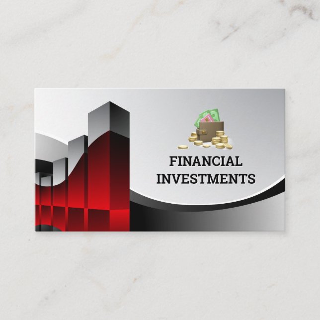 Carte De Visite Graphique financier | Sac d'argent | Comptable (Devant)