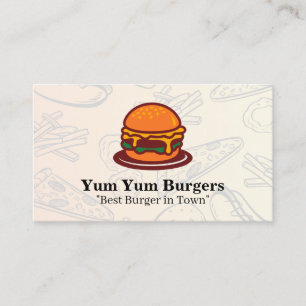 Carte De Visite Graphiques de Burger   Arrière-plan de nourriture 