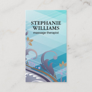 Carte De Visite Graphiques Floral Classic Abstrait bleu