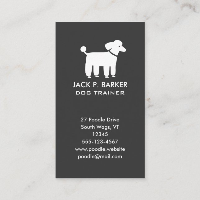 Carte De Visite Graphisme de Caniche Blanc (Devant)