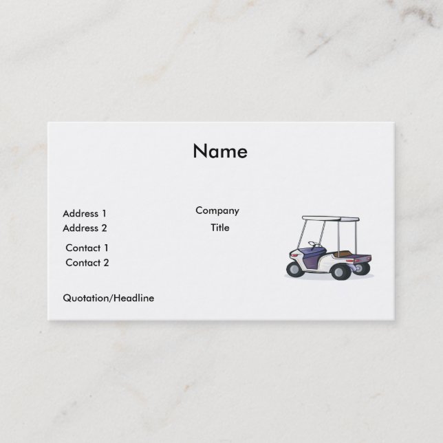 Carte De Visite graphisme de voiturette de golf (Devant)