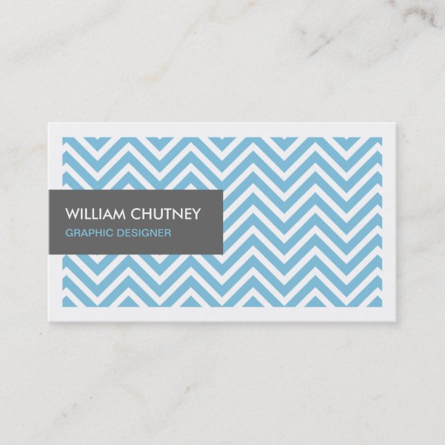 Carte De Visite Graphiste - Bleu clair Chevron Zigzag (Devant)