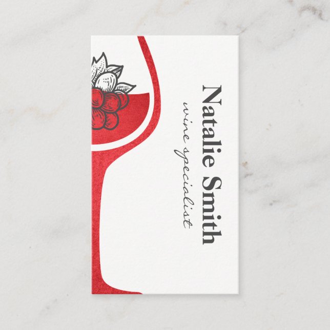 Carte De Visite Grappe de raisin | Verre à vin rouge | Vignoble (Devant)