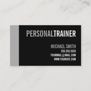 Carte De Visite Gras Black and Grey Personal Trainer