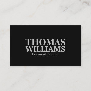 Carte De Visite Gras Black and Grey Personal Trainer