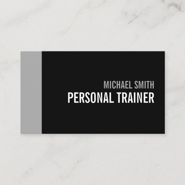 Carte De Visite Gras Black and Grey Personal Trainer (Devant)