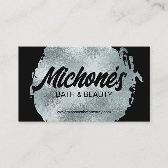 Carte De Visite Gras Black Silver Foil Moderne Luxe Glamour (Devant)