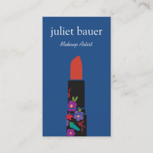 Carte De Visite Gras Coloré Artiste maquillage Floral Lipstick Log