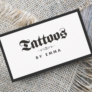 Carte De Visite Gras Élégant Tattoo Artist Shop Salon Social Media