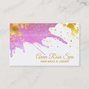 Carte De Visite *~* Gras Glam Abstrait Aquarelle rose Or Luxe