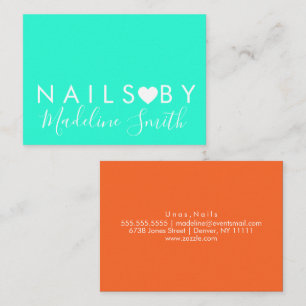 Carte De Visite Gras Neon Heart Maquillage Artist Nail Salon