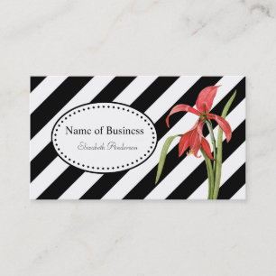 Carte De Visite Gras noir et blanc Gris rouge Amaryllis