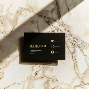 Carte De Visite Gras noir et or médias sociaux