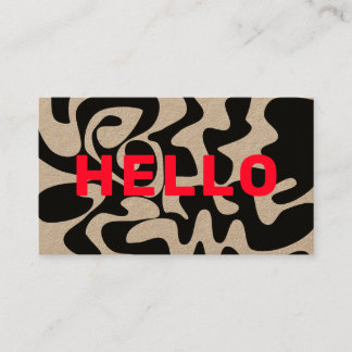 Carte De Visite Gras Police Hello moderne noir et rouge Kraft