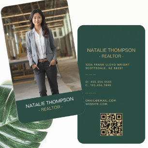 Carte De Visite Gras Professional Real Estate Chic Realtor QR Code