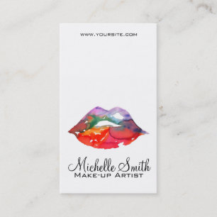 Carte De Visite Gras Rainbow Lips Aquarelle Dessin maquillage beau