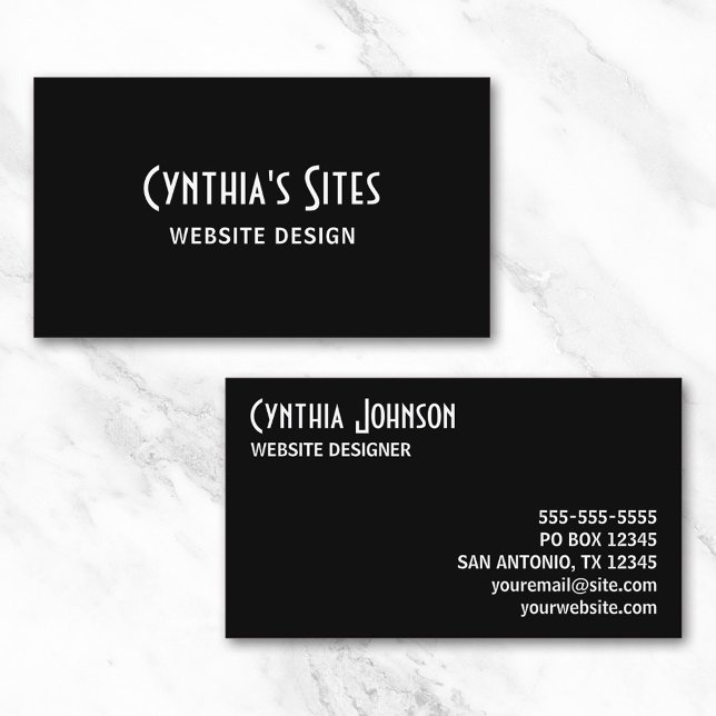 Carte De Visite Gras rétro noir et blanc (Black and White Retro Bold Business Card)