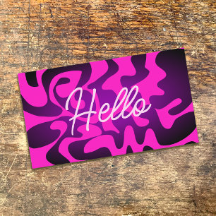 Carte De Visite Gras Super noir violet chaud rose Hello Neon brill