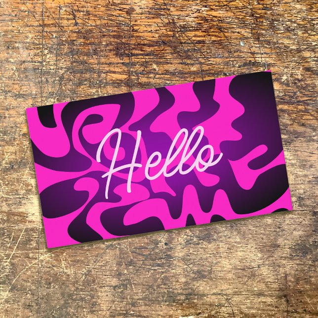 Carte De Visite Gras Super noir violet chaud rose Hello Neon brill (Créateur téléchargé)