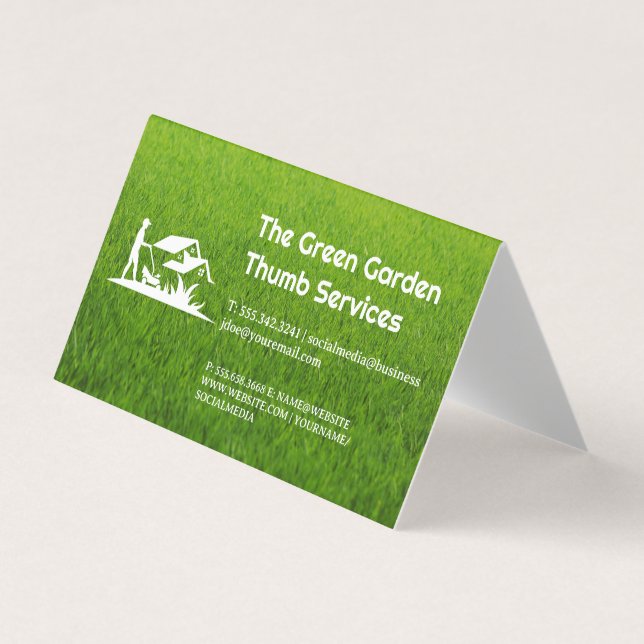 Carte De Visite Grass | Gardener Cutting Lawn (Devant)