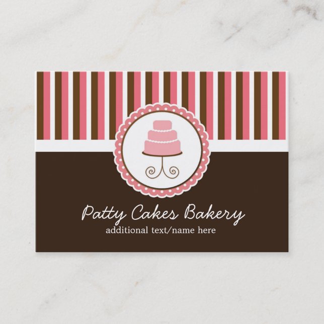Carte de visite grasse Bakery Pink Cake & Stripes (Devant)