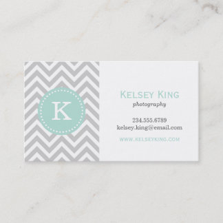 Carte De Visite Gray and Mint Chevron Custom