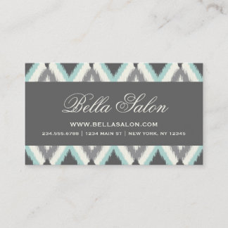 Carte De Visite Gray and Mint Tribal Ikat Chevron