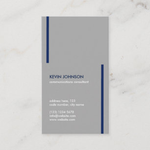 Carte De Visite Gray blue minimal elegant masculine professional