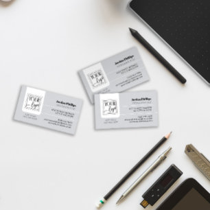 Carte De Visite Gray clair Ajouter votre logo un côté