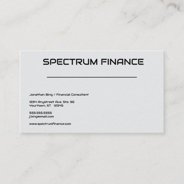 Carte De Visite Gray Minimalist Finance Professional Adaptable (Devant)