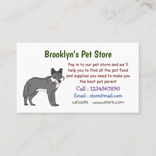 Carte De Visite Gray wolf with pipe cartoon (Devant)