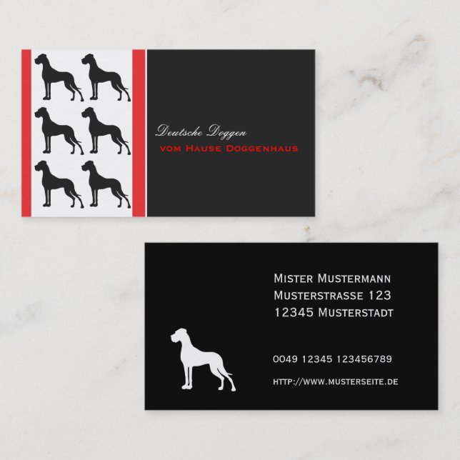 Carte De Visite Great Dane Professional good to read Business Card (Devant / Derrière)