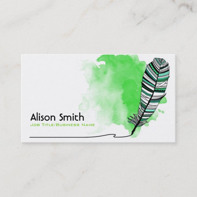 Carte De Visite Green Aztec Feather (Devant)