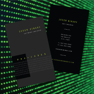 Carte De Visite Green Binary Code Informatique Moderne Minimaliste