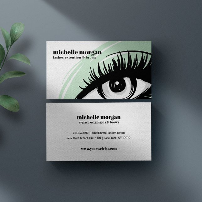 Carte De Visite Green chic Eye shadow Eyelash Brows professionnel (Créateur téléchargé)