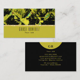 Carte De Visite Green Chic Faux Parties scintillant or Monogramm