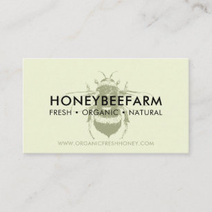 Carte De Visite Green Clean simple Bumble Bee Apiary Honey