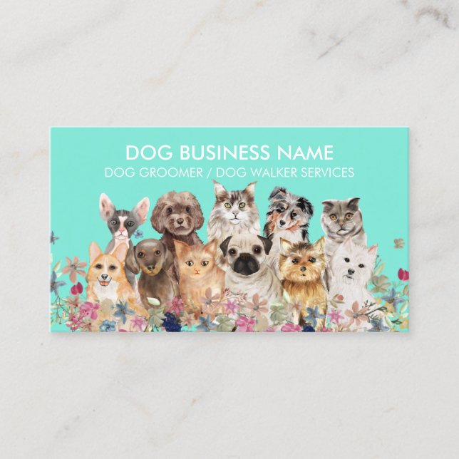 Carte De Visite Green Dogs Chats Reproducteurs Service de grossiss (Devant)