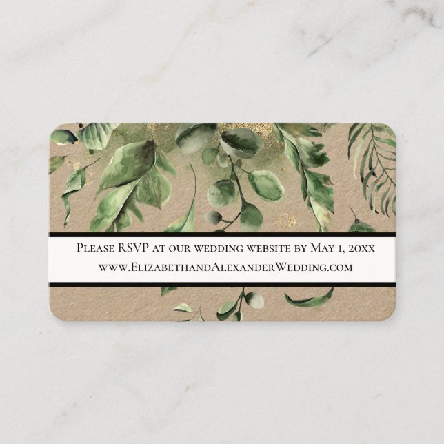 Carte De Visite Green Foliing Site Mariage RSVP Mini (Devant)