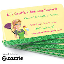 Green Glitter Cartoon Maid House Cleaning Service 